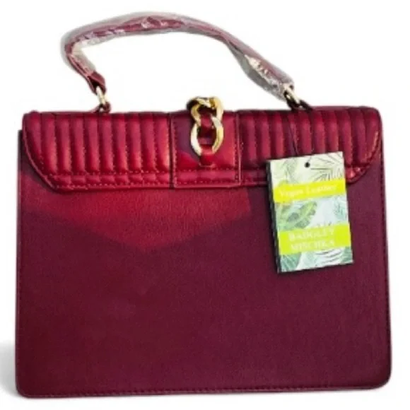 Badgley Mischka NWT Elegant Wine Satchel Handbag - Picture 3 of 5